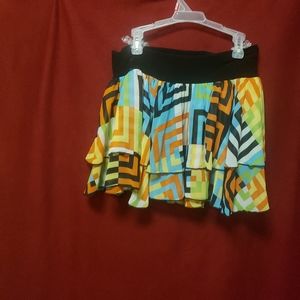 90'S COMECOMO- ABSTRACT PRINT LINED MINI SKIRT/MED/GPLC